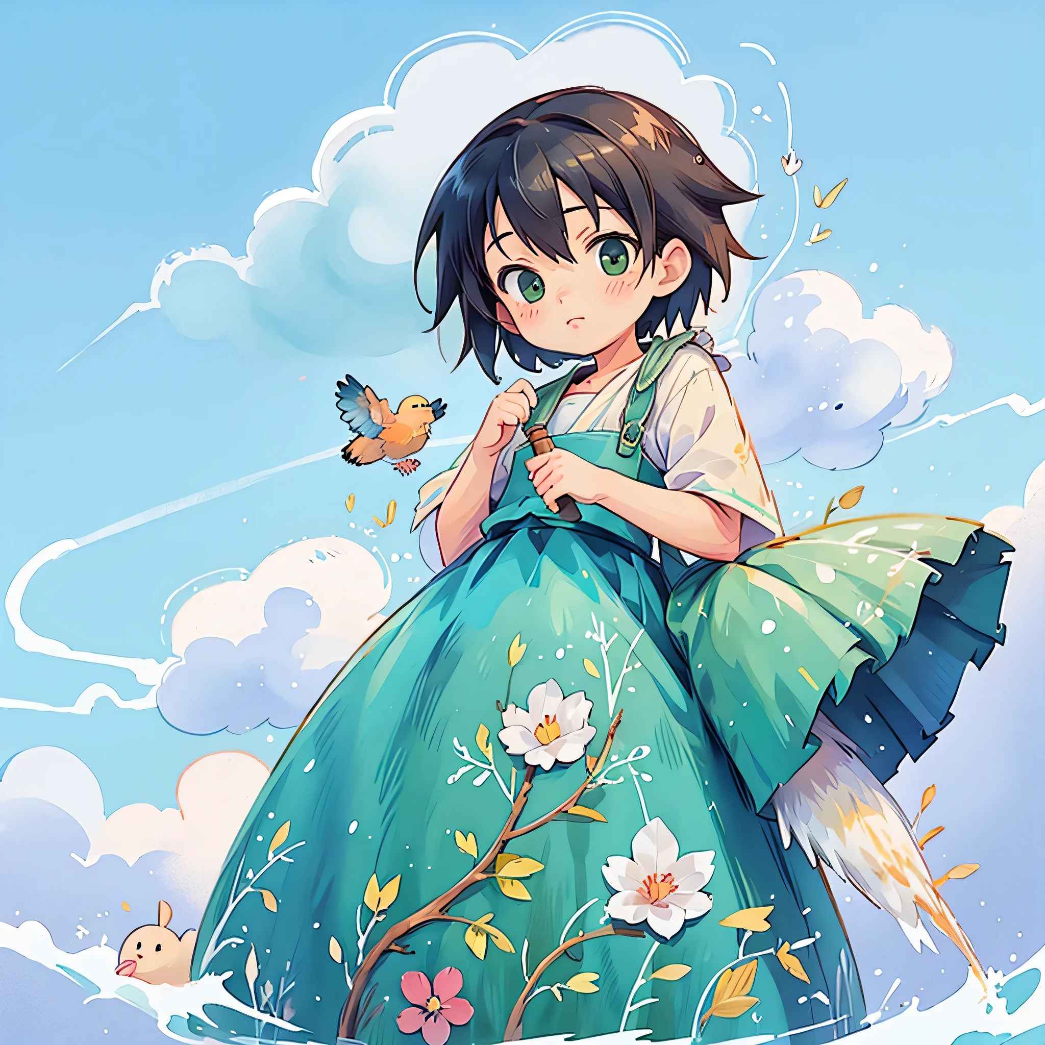 Makoto Shinkai style, Kawaii Design, most beautiful girl ever, birdie、High walls