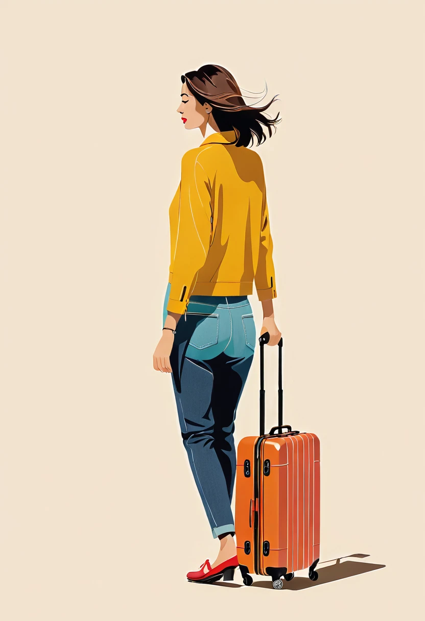 suitcase,woman,whole body,Walking