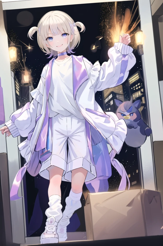 masterpiece, Highest quality, Absurd, HajimeBase, choker, White jacket, Long sleeve, White shirt, White shorts, smile, TodorokiHajime
HajimeBase, choker, white jacket, long sleeves, white shirt, white shorts, socks, sneakers