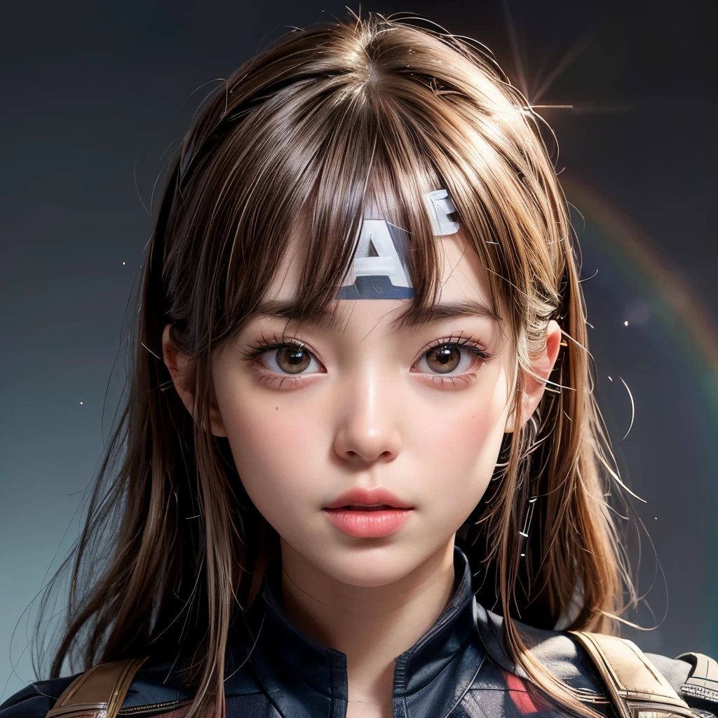 NSFW, 8k, High-level, absurd, masterpiece, best quality, primitive, very detailed CG, very detailed wallpaper, perfect lighting, Extremely detailed (((The personifying " キャプテンアメリカ " as a Little Girl))), MysticSight, Tyndall effect, Tyndall scattering, Studio gray background with (many Dazzling RainbowColor particles BokeH:1.28), (RoundlyButts, ThighGap), (Exposed:0.4), (Assfocus with looking ahead), BREAK (NOGIZAKA face variations) Extremely Detailed very KAWAII face variations, perfect anatomy, Childish, captivating gaze, elaborate detailed Eyes with (sparkling highlights:1.28), long eyelashes、Glossy RED Lips with beautiful details, Coquettish tongue, Rosy cheeks, Radiant PearlSkin with clear transparency . { (Dynamic LifeLike expressions:1.4) | :d) }, (large eyes:-1) .