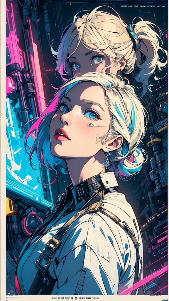 (((masterpiece, highest quality))),(((solo:1.2))),(((1girl:1.2))),32k wallpaper, very detailed, poster, vintage science fiction,(((((geometric cinematic movie poster))))), (bauhaus), shape,(((abstract))),(mid century modern),movie poster,(((((portfolio))))),(((((Close-up))))),(((((bust up))))),((((more various angle)))),(((highlight))),Vast landscape,((((heterochromia)))),(((complete. detailed face))),((((Extremely talented)))),(((((most complicated machine))))),(((genius mechanic))),((Overall colorfully)),neon sign