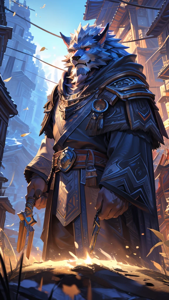 4K, high resolution, best quality, Perfect color, Perfect shadow, Perfect lighting, Posted on e621 (Chunie Art Style), arms, Furry Art!!!, pov Furry Art, Detailed fan art, Official Fanart, high quality fanart, World of Warcraft同人画, fursona Furry Art commission, very very beautiful Furry Art, Furry Fantasy Art, Furry Art, Furry anime, high resolution佣金, fursona art, Anime Characters, World of Warcraft风格, Anime Wallpaper, Detailed key animation art, Strong, Full body portrait, panoramic, (Realistic eye details: 1:2), High Detail, high quality, The award-winning, HD, 16K, (best quality,4K,8K,high resolution,masterpiece:1.2),Extremely detailed,Practical:1.37,HDR,UHD,Studio Lighting,Extremely detailed的描述,professional,Bright colors,Bokeh,Active atmosphere, Natural Lighting，Reference Blizzard Games《World of Warcraft》Genn Greymane