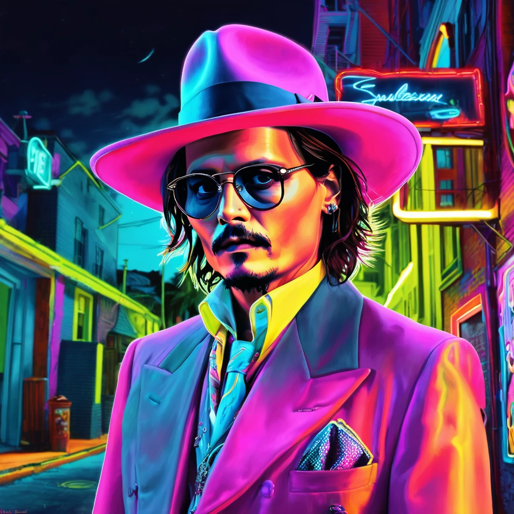 art surrealism Johnny Depp neon