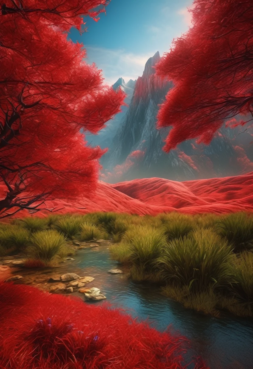 Red beautiful landscape, 8K, masterpiece,