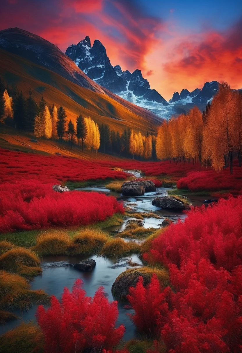 Red beautiful landscape, 8K, masterpiece,