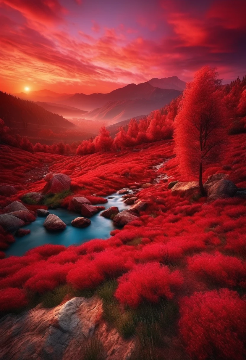 Red beautiful landscape, 8K, masterpiece,