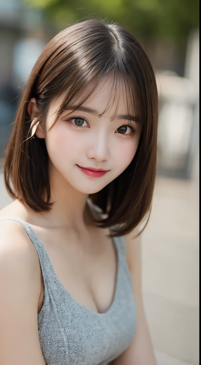 Tabletop, Highest quality, shape, Very detailed, finely, High resolution, 8k wallpaper, 完璧なダイナミックな構shape, Beautiful and exquisite,ランダムなcute髪,,Natural color lip, Bold sexy pose,smile、20-year-old girl、cute、Always blur the background,Perfect and beautiful face,Slim face and figure,Big eyes、Putting on gal makeup,Small face,Blurred Background,Elegant feminine face、smile、Actual Photos、Change pose randomly、Randomly change the shooting angle and position、Summer fashion for women