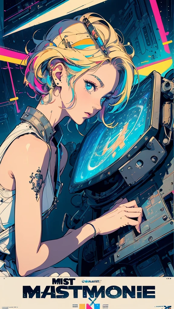 (((masterpiece, highest quality))),(((solo:1.2))),(((1girl:1.2))),32k wallpaper, very detailed, poster, vintage science fiction,(((((geometric cinematic movie poster))))), (bauhaus), shape,(((abstract))),(mid century modern),movie poster,(((((portfolio))))),(((((Close-up))))),(((((bust up))))),((((more various angle)))),(((highlight))),Vast landscape,((((heterochromia)))),(((complete. detailed face))),((((Extremely talented)))),(((((most complicated machine))))),(((genius mechanic))),((Overall colorfully)),neon sign