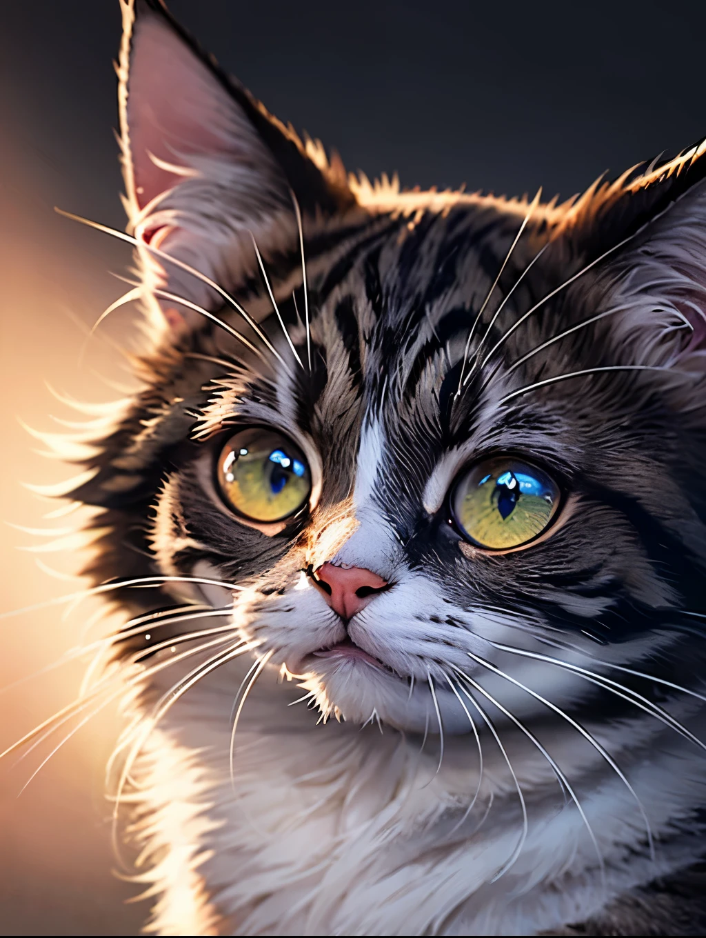 The Cat and the Lady、Cute and gentle、Straight eye focus、portrait、original、Supernatural、Another world、Ultra Detail、bright fur、Magic Lighting、trajectory、 Light dust、beautiful、Cinematic lighting、 Bokeh effect