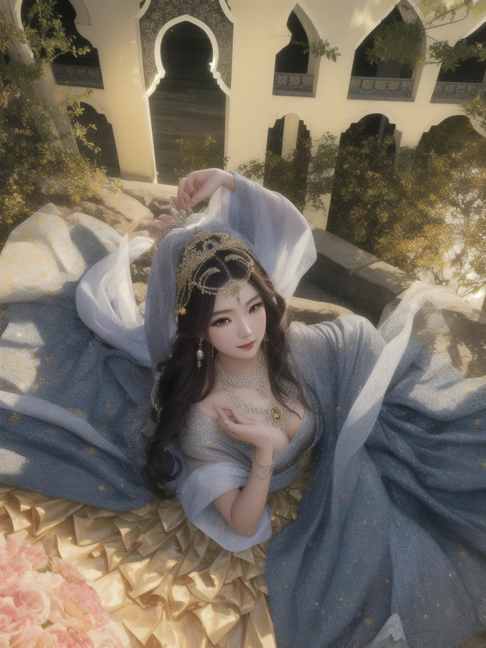 best quality, masterpiece, highres, 1girl,china wedding dress,hair ornament,necklace, jewelry,Beautiful face,upon_body, tyndall effect,photorealistic, dark studio, rim lighting, two tone lighting,(high detailed skin:1.2), 8k uhd, dslr, soft lighting, high quality, volumetric lighting, candid, Photograph, high resolution, 4k, 8k, Bokeh