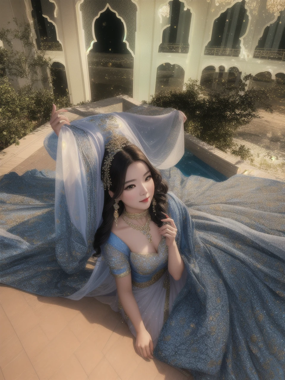best quality, masterpiece, highres, 1girl,china wedding  dress,hair ornament,necklace, jewelry,Beautiful face,upon_body, tyndall effect,photorealistic, dark studio, rim lighting, two tone lighting,(high detailed skin:1.2), 8k uhd, dslr, soft lighting, high quality, volumetric lighting, candid, Photograph, high resolution, 4k, 8k, Bokeh