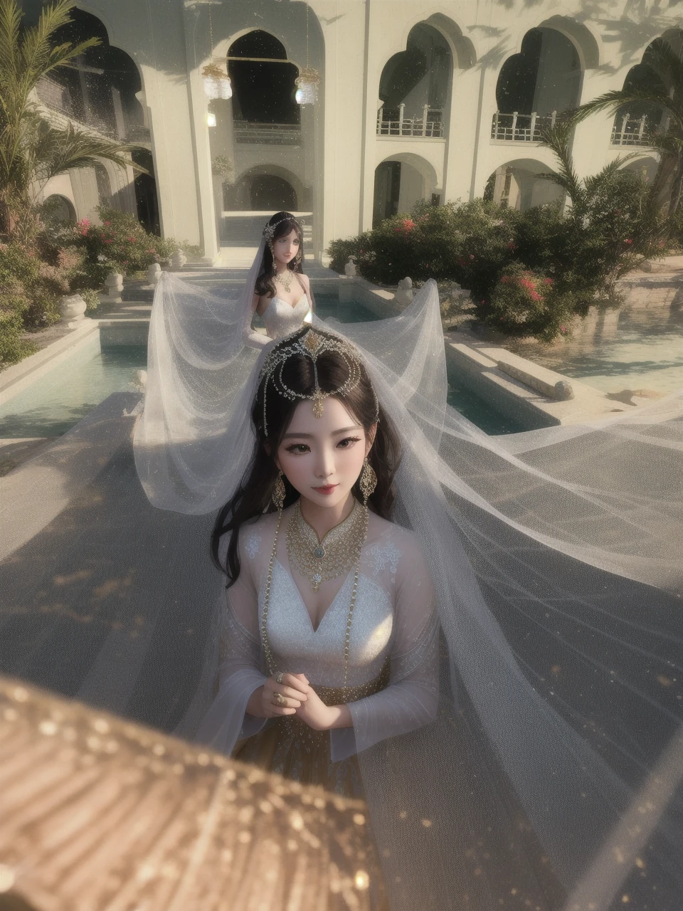 best quality, masterpiece, highres, 1girl,china wedding  dress,hair ornament,necklace, jewelry,Beautiful face,upon_body, tyndall effect,photorealistic, dark studio, rim lighting, two tone lighting,(high detailed skin:1.2), 8k uhd, dslr, soft lighting, high quality, volumetric lighting, candid, Photograph, high resolution, 4k, 8k, Bokeh