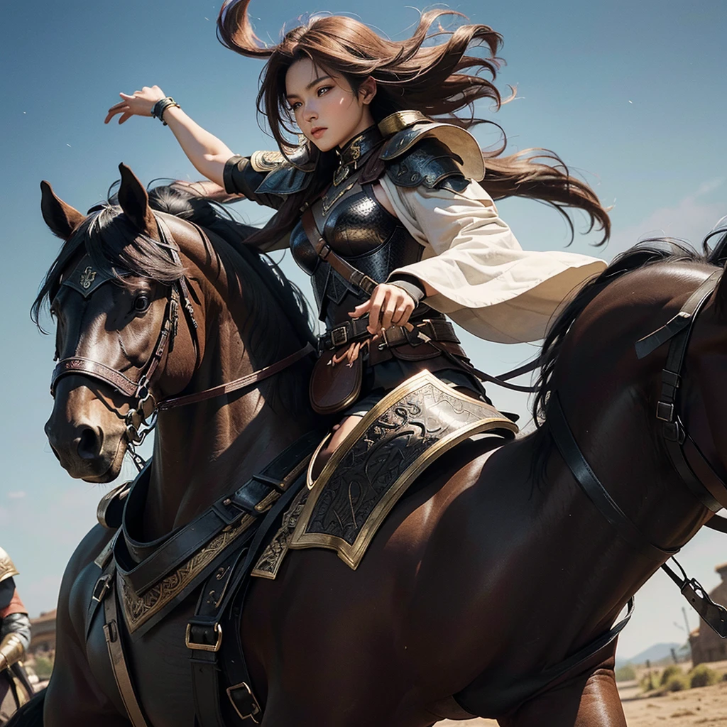 Ancient  In ancient times, a huge army was riding on horses and at the front of the horse was her army husband, whose only eyes were visible and he looked very powerful and near him was He has a sword and is fully clad in black armor.