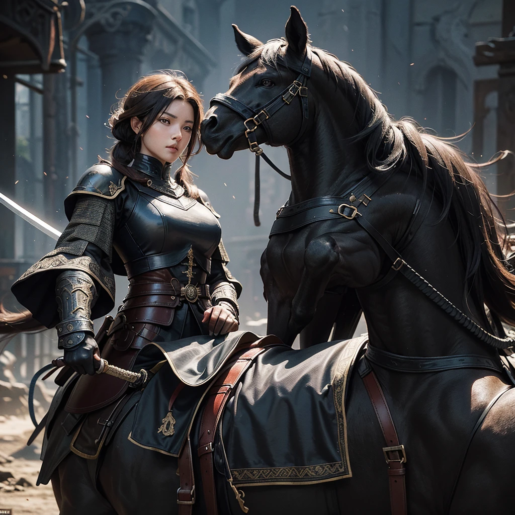 Ancient In ancient times, a huge army was riding on horses and at the front of the horse was her army husband, whose only eyes were visible and he looked very powerful and near him was He has a sword and is fully clad in black armor.