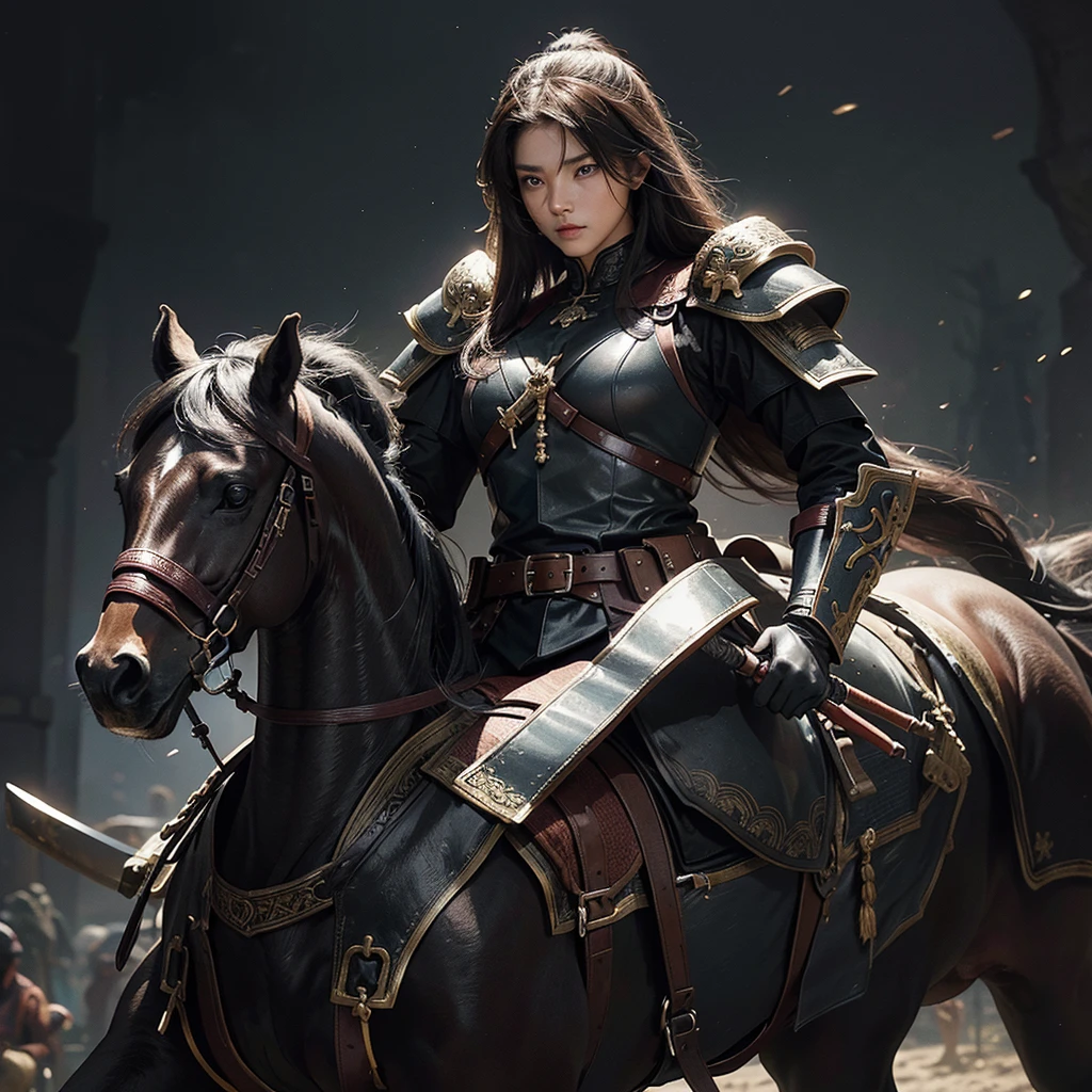 Ancient  In ancient times, a huge army was riding on horses and at the front of the horse was her army husband, whose only eyes were visible and he looked very powerful and near him was He has a sword and is fully clad in black armor.
