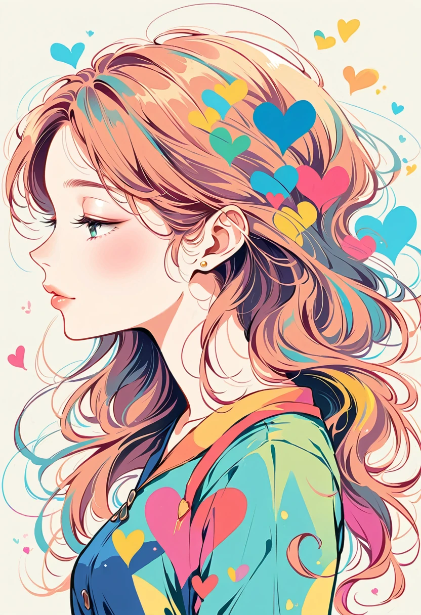 Mai Yoneyama Style、The most beautiful girl of all time、Lips in Love、Colorful hearts、Simple line initials、Abstract art、Urban Background