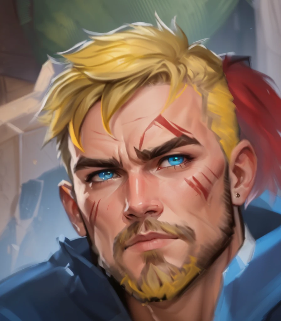 there is a man with a face that has been painted, portrait of homelander, homelander, homelander from the boys, asgardian, avatar image, jake parker, heroic portrait, portrait of junkrat, soldier 7 6 from overwatch, a portrait of junkrat, artgrem, barret frymire, painted portrait of rugged odin