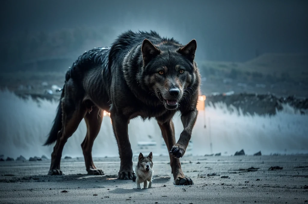 4 legs wolf and proportionated woman