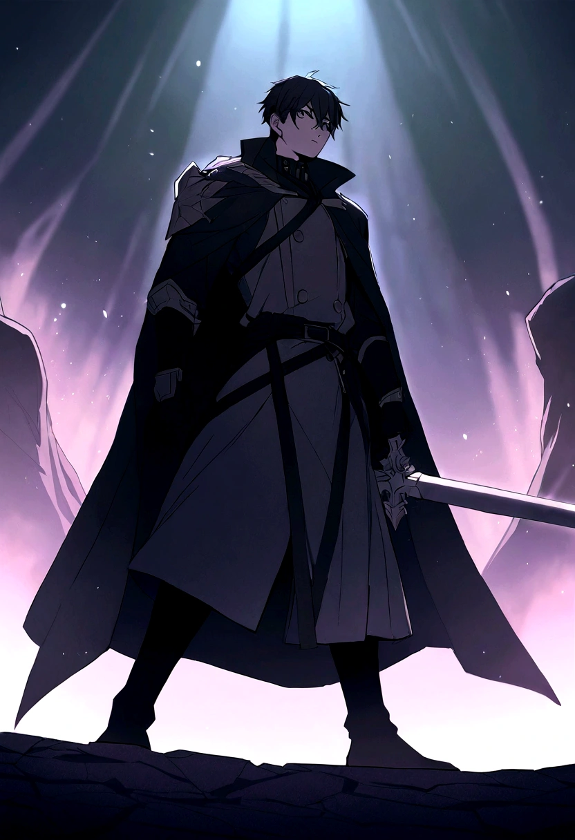 Dark King features male swordsman looking like Kirito from sweatd art online I want him to be more human