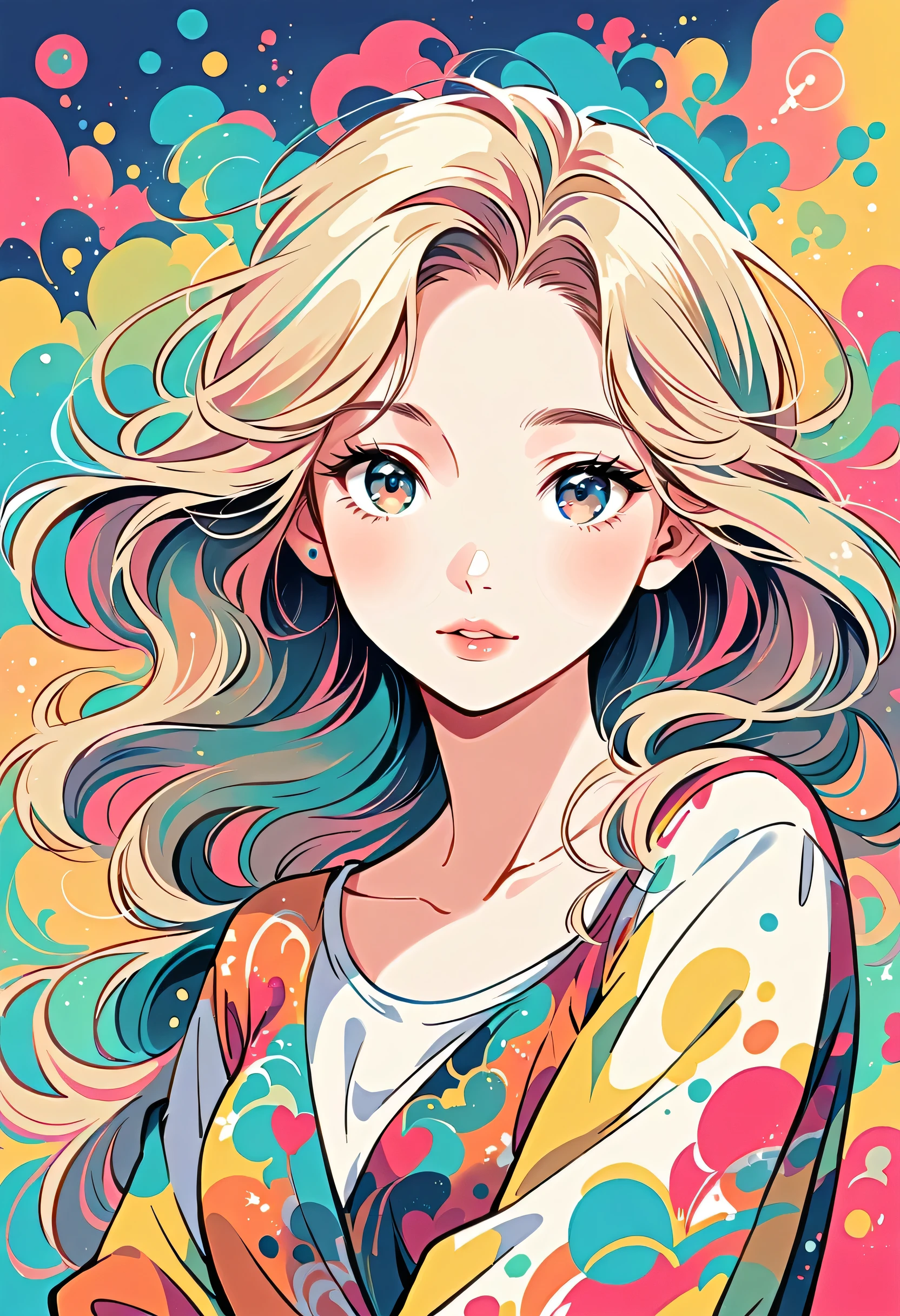 Mai Yoneyama Style、The most beautiful girl of all time、Lips in Love、Colorful hearts、Simple line initials、Abstract art、Urban Background