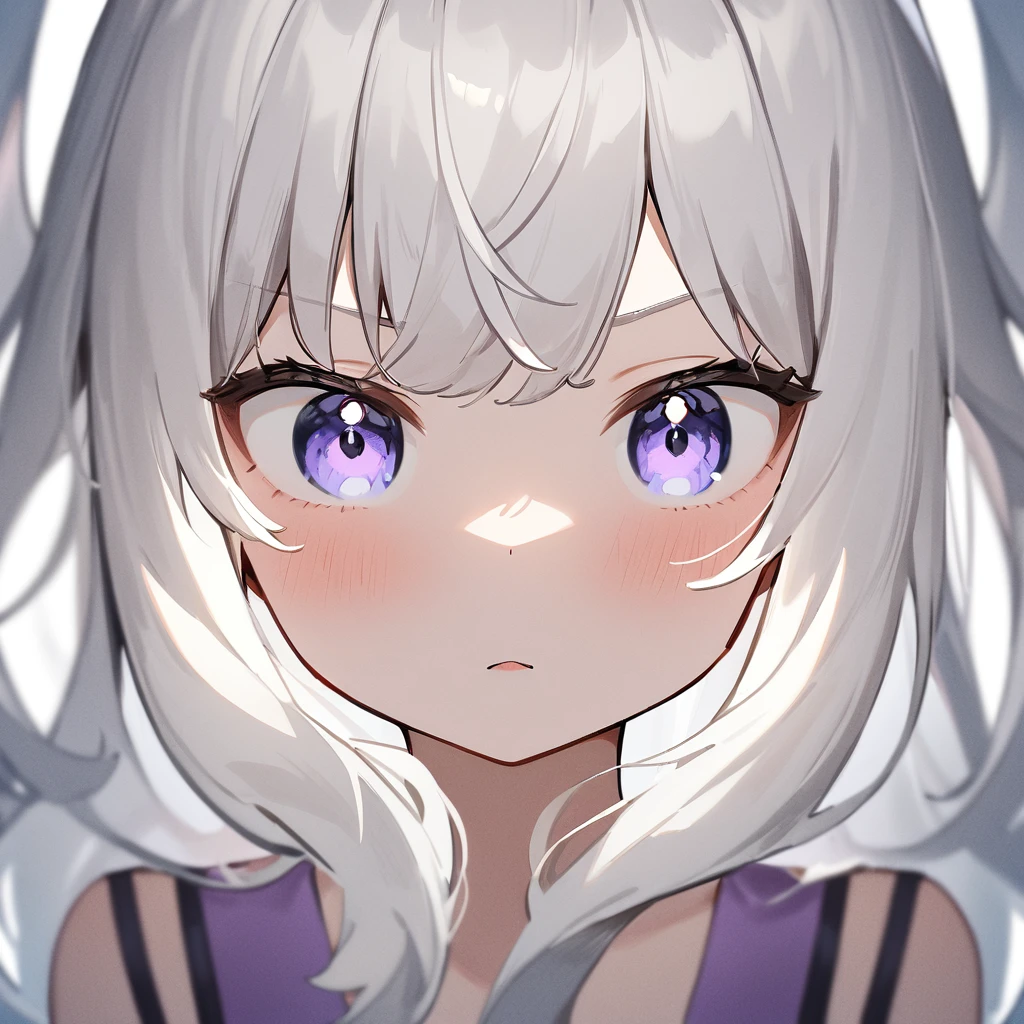 nafw,(2 girls:1.3),(duo),breast,absurdres,best quality,very aesthetic,absurdres,bra,(light silver White hair),太もも,(purple bra),(straight-on),