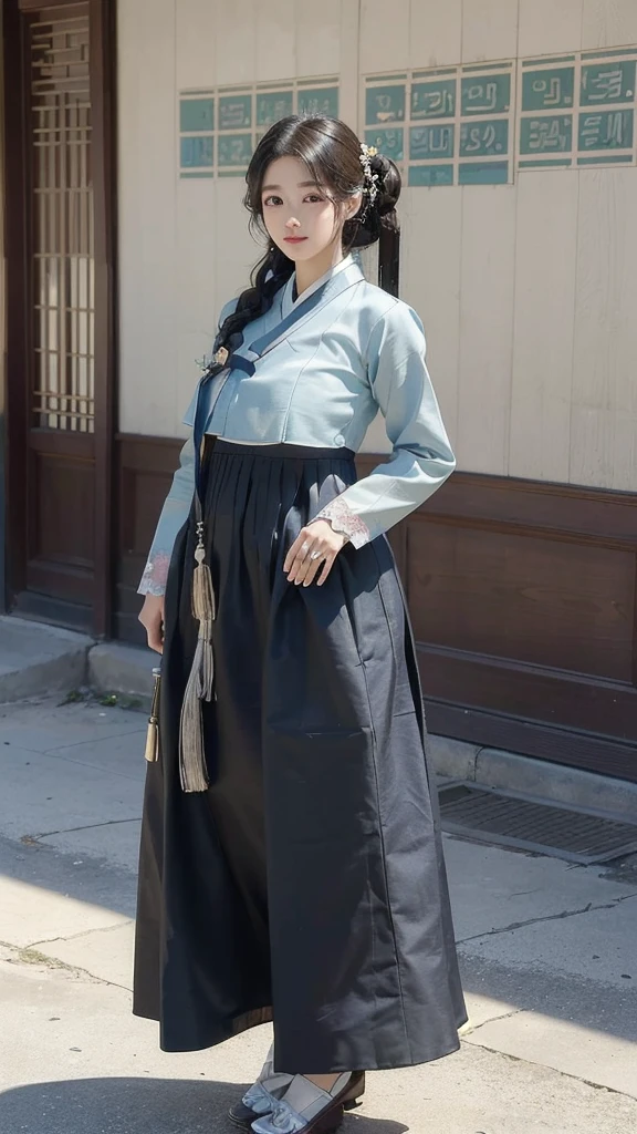 (best quality, 8K, masterpiece: 1.3), ((((((ridiculously big tits: 0.8))))), hairpin, (beautiful face:1.3), authentic hanbok, 1920s Hanbok style and hairstyle, baroque building, 17th century Europe