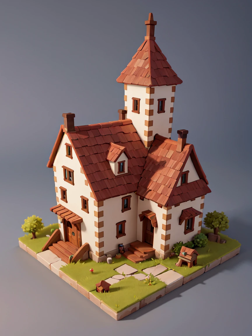 masterpiece, best quality, mini landscape, medieval house