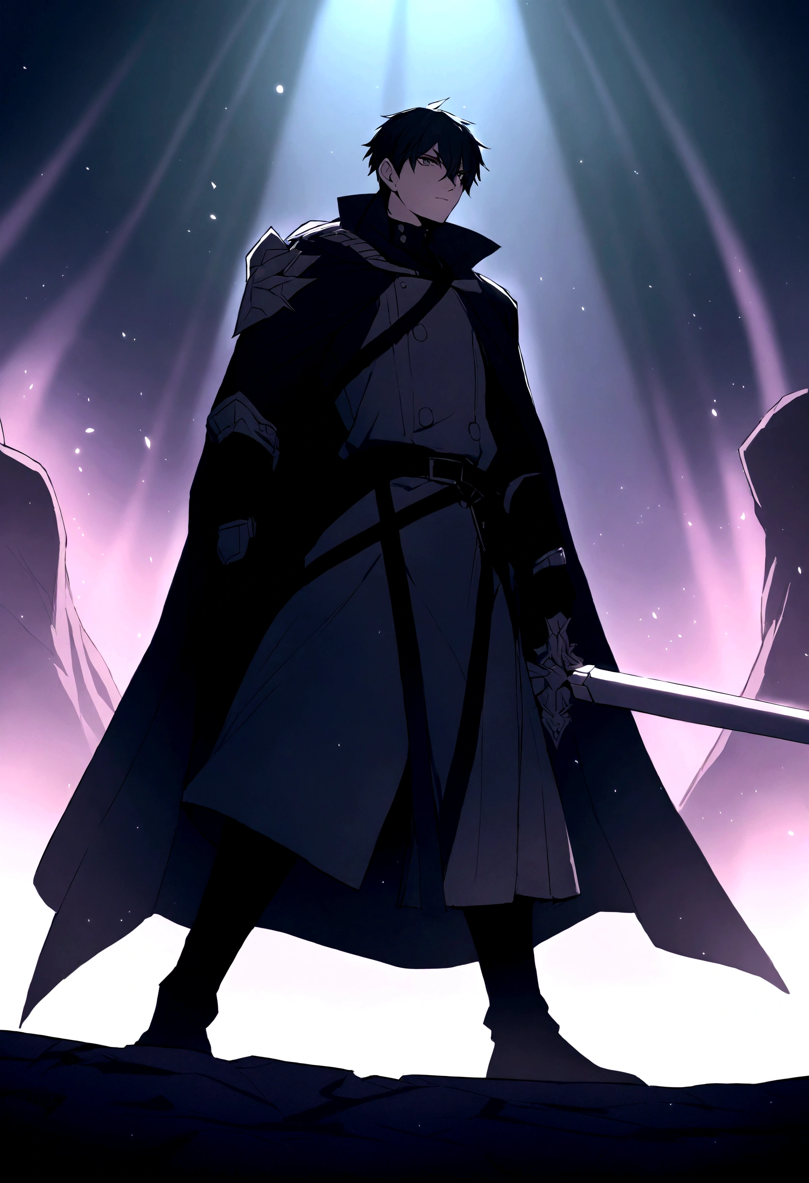 Dark King features male swordsman looking like Kirito from sweatd art online I want him to be more human