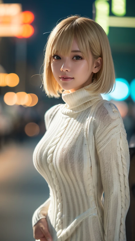 
Tropical sandy beach、One beautiful girl, Very beautiful detailed face, Laugh shyly, Symmetrical black eyes, Ample breasts), (Off-white turtleneck sweater dress:1.3), Blonde、Hime cut hair, (Beautiful Face:1.2), high quality, Realistic, Very detailed CG 統合 8k 壁紙, Very detailed, High-resolution RAW color photos, Professional photography, Realistic portrait, Cinematic Light, Beautiful details, Super detailed, Attention to detail, (((Bokeh))), Depth of written boundary, illumination, Neon Street, Super stylish lighting,