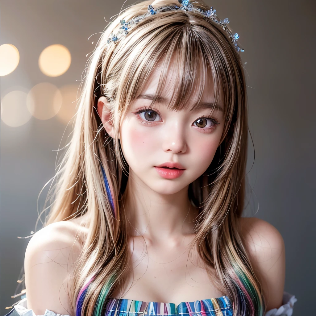 NSFW, 8k, High-level, absurd, masterpiece, best quality, primitive, very detailed CG, very detailed wallpaper, perfect lighting, Extremely detailed (((The personifying " Clara Sesemann " as a ))), MysticSight, Tyndall effect, Tyndall scattering, Studio gray background with (many Dazzling RainbowColor particles BokeH:1.28), (RoundlyButts, ThighGap), (Exposed:0.4), (Assfocus with looking ahead), BREAK (NOGIZAKA face variations) Extremely Detailed very KAWAII face variations, perfect anatomy, Childish, captivating gaze, elaborate detailed Eyes with (sparkling highlights:1.28), long eyelashes、Glossy RED Lips with beautiful details, Coquettish tongue, Rosy cheeks, Radiant PearlSkin with clear transparency . { (Dynamic LifeLike expressions:1.4) | :d) }, (large eyes:-1) .