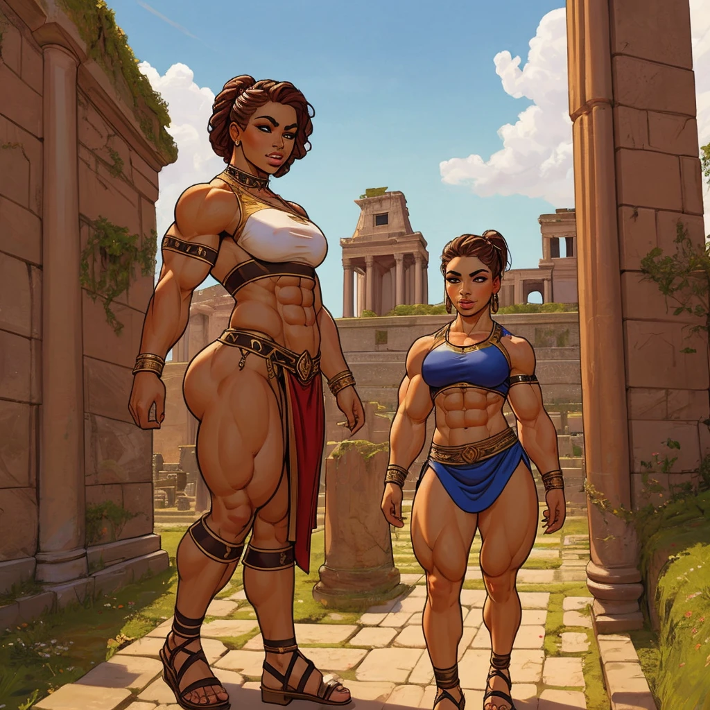ancient rome, group of young girls, gladiators, young, s, muscular, athletic, buff, attractive, curvy, powerful, varied ethnicities, incase, painterly style,