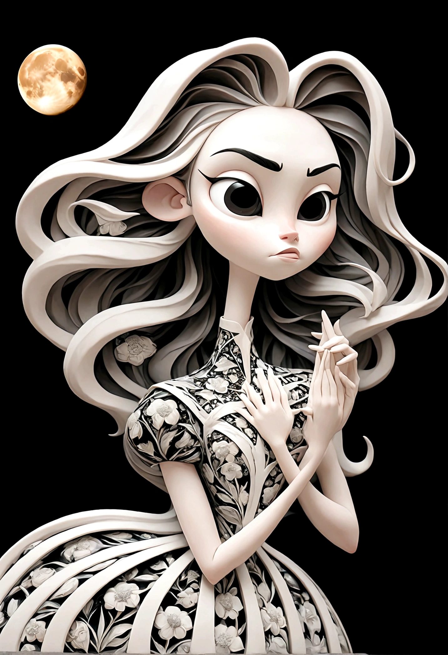 Perfect image：1.5. Analogue Photography:1.2),((Dynamic pose:1.2),(Dynamic Camera),NASA Style, On a moon full of flowers, Young woman in a long lace dress, Long Hair,Walk happily on the flower moon, Looking into the camera, The background is space, and Earth, performer, Other planets also appear to have ribbons flying around, Ultra-realistic, Actual photo shoot, Realistic, Photo taken with a Mamiya ARZ67 and Portra 400 film, Aperture 4, Shutter Speed 125 Stardust (Natural Color, Correct White Balance, Color Correction, Haze Removal,clarity), (Composition centering, Conceptual Photography)),(midnight, high quality, Film Grain), (Natural Color, Correct White Balance, Color Correction, Haze Removal,clarity)