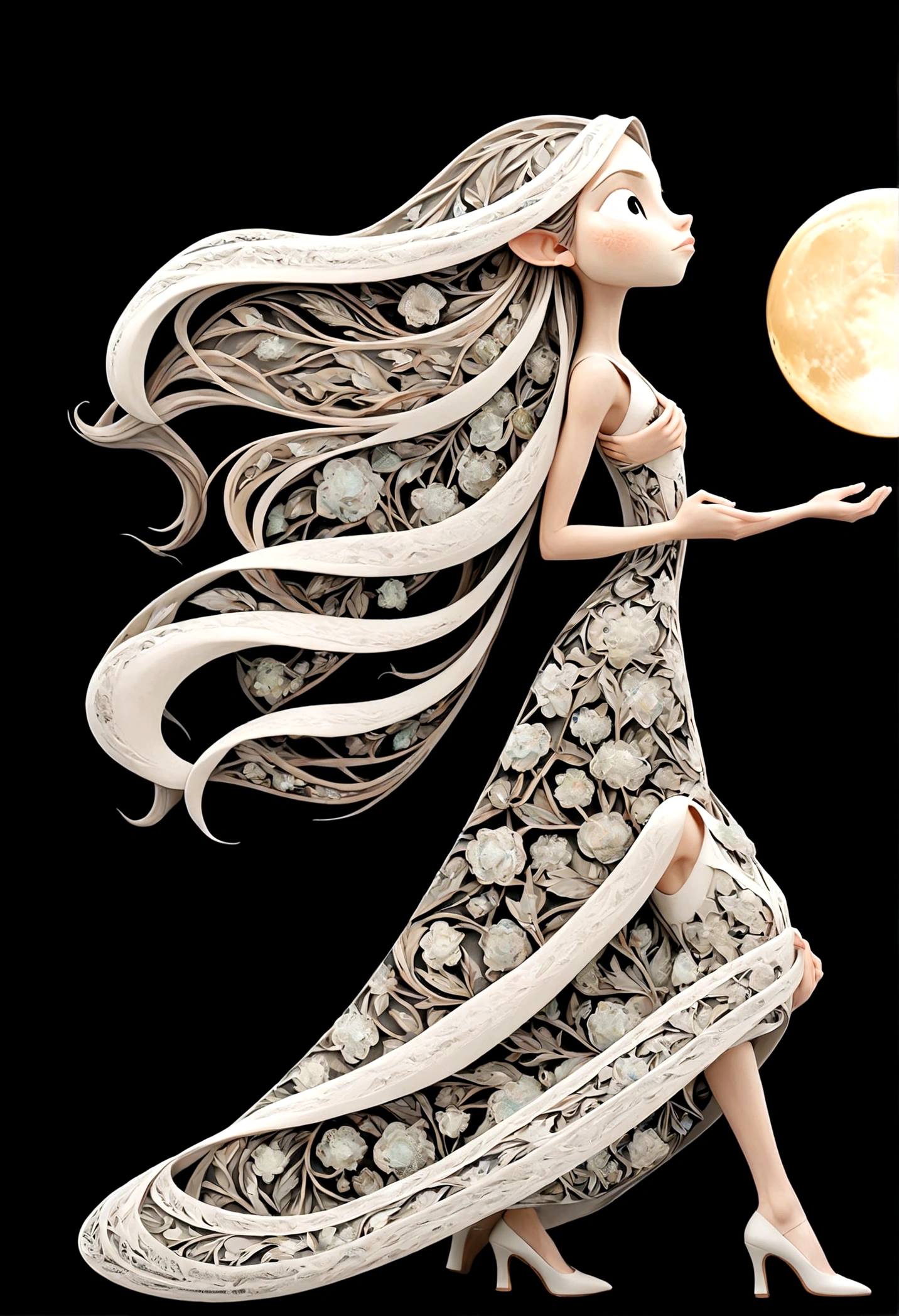 Perfect image：1.5. Analogue Photography:1.2),((Dynamic pose:1.2),(Dynamic Camera),NASA Style, On a moon full of flowers, Young woman in a long lace dress, Long Hair,Walk happily on the flower moon, Looking into the camera, The background is space, and Earth, performer, Other planets also appear to have ribbons flying around, Ultra-realistic, Actual photo shoot, Realistic, Photo taken with a Mamiya ARZ67 and Portra 400 film, Aperture 4, Shutter Speed 125 Stardust (Natural Color, Correct White Balance, Color Correction, Haze Removal,clarity), (Composition centering, Conceptual Photography)),(midnight, high quality, Film Grain), (Natural Color, Correct White Balance, Color Correction, Haze Removal,clarity)