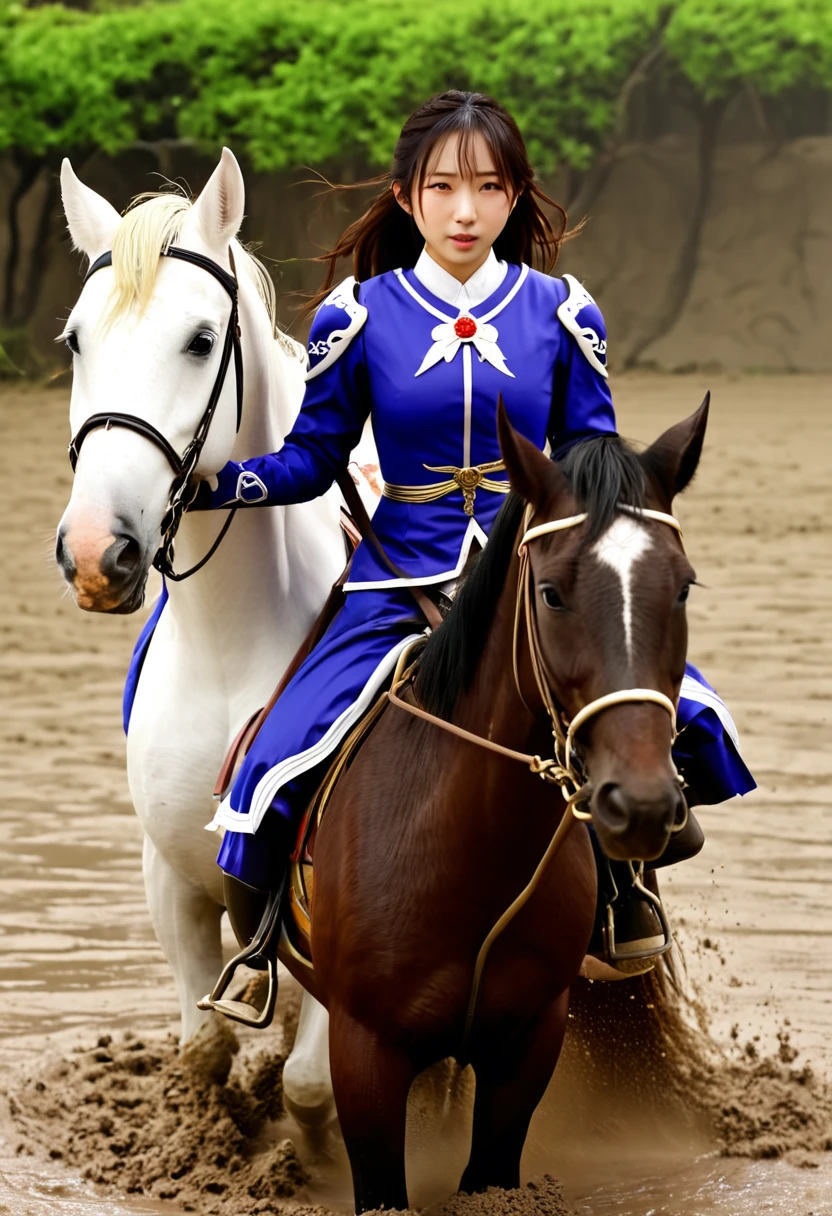 (((masterpiece))),(((Highest quality))),((Tabletop:1.4, Highest quality)), (Realな写真:1.4), 
((1 cute girl knight)),rodeo,
(超High resolution:1.2),, wonderful, Very detailed CG Unity 8k wallpaper, Very detailed, High resolution,fat horse ridden by japanese girl,
Soft Light, Beautiful detailed girl, Droopy eyes,Very detailedな目と顔, Beautiful and exquisite nose, Beautiful and exquisite,  horse ridden by a girl can't move because its drowned in the sticky mud:10.0 ,Displeased face:4.0,Real,Stir,Anatomically correct,action horse riding scene while struggle fighting