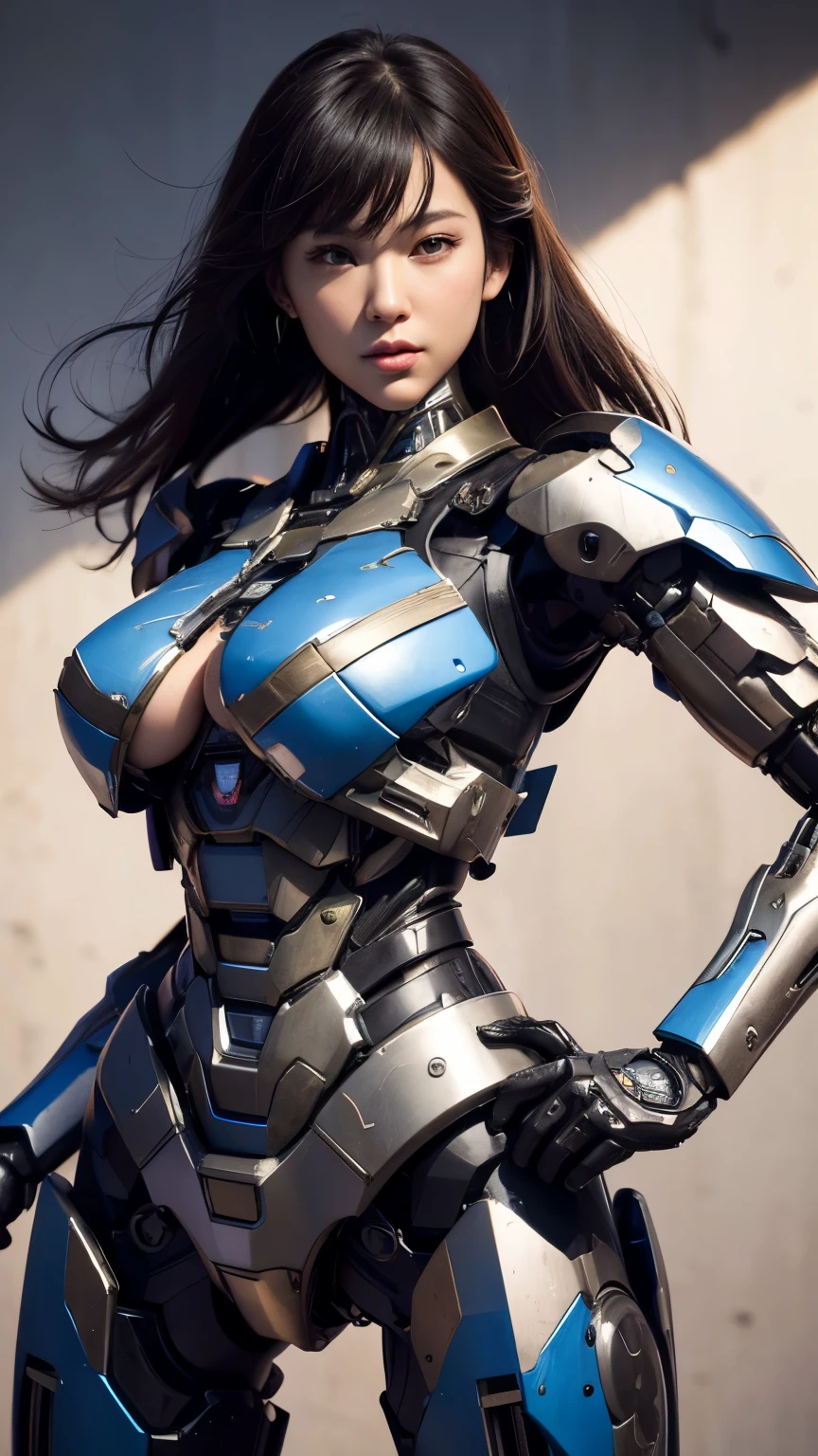 Textured skin, Super Detail, high details, High quality, Best Quality, hight resolution, 1080p, hard disk, Beautiful,(Super Heroine),Oppai Missile,beautiful cyborg woman,Mecha Cyborg Girl,Battle Mode,Girl with a Mecha Body,She wears a battle cyborg mech with a weapon,Fulll body Shot