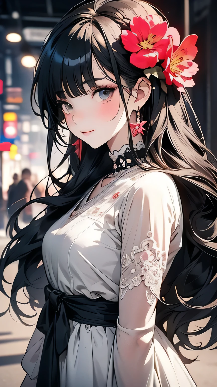 Anime-style girl with long hair and flowers, Cute anime waifu in a nice dress, Beautiful Anime Girls, Cute and detailed digital art, Beautiful anime portraits, guweiz on pixiv artstation, Gweiz-style artwork, Guweiz on ArtStation Pixiv, Detailed digital anime art, Anime Style 4k