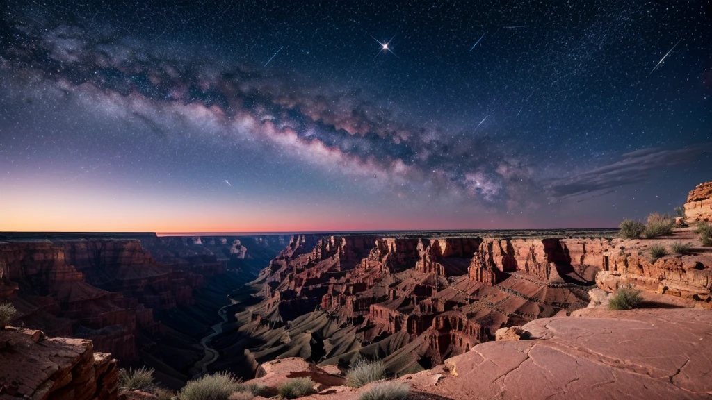 wonderfull stary pink sky with constellations in great canyon
