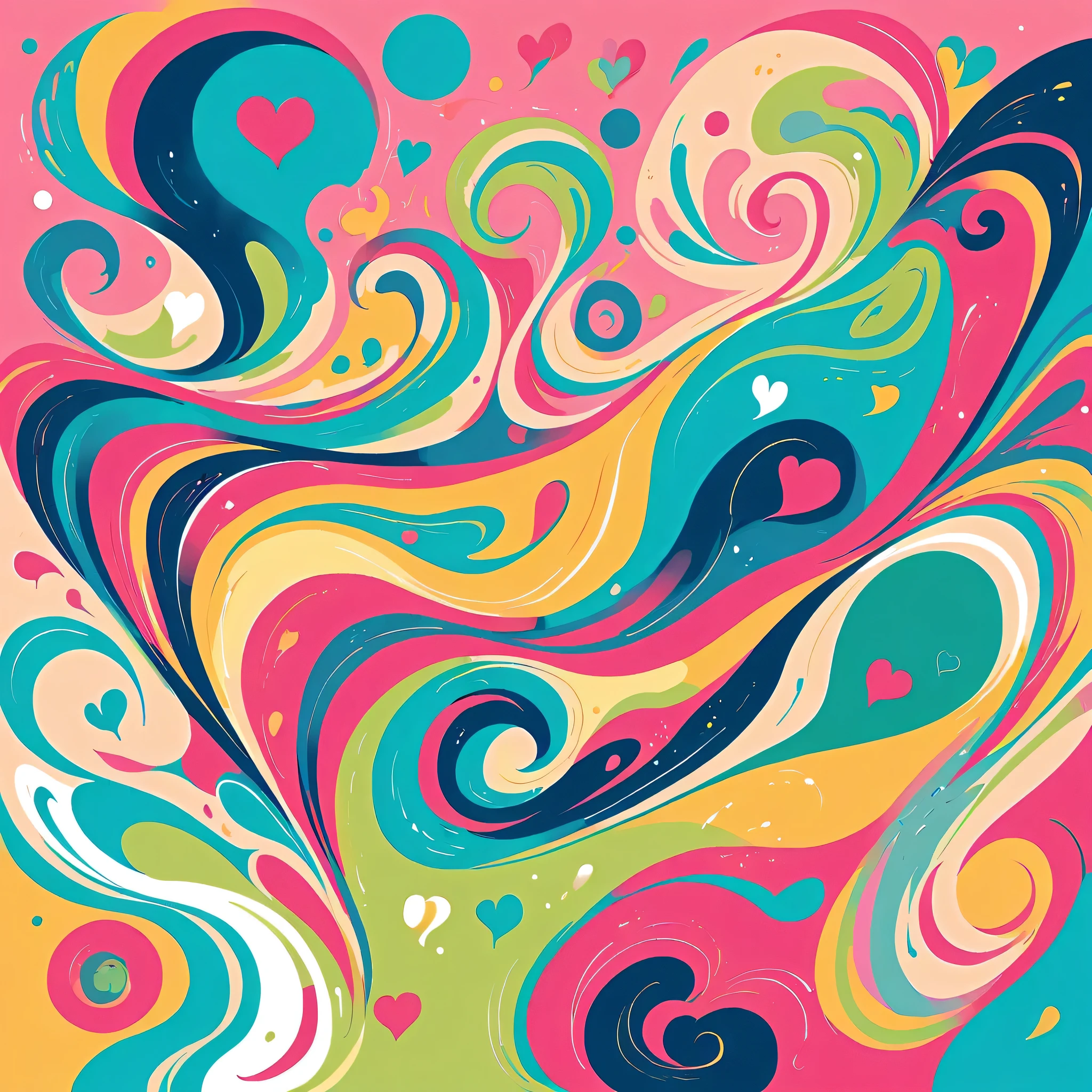 lack style, Simple Line Initialism,Abstract art,Urban Background, colorful hearts ,No people, dreams