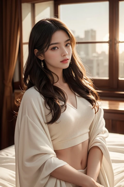 highest quality、4K、Perfect Face、Perfect Style、perfect body、Sunburn、beautiful lady、mature、long curly layer brown hair、Swept-back hair、full body, sexy 、charming、healthy、of the highest quality、8K、(8Kで、Highest quality、Master Pee:1.2)、(Hairy、_style)、(Real Stick、Photorealistic:1.37)、Highest quality、
Shot in a stately furnished luxury hotel、Gorgeous backgrounds、Sleeping in bed with an ultra-thin blanket、Cover below your stomach with a blanket、in a blanket、Large room、High Balance、Backlight、shooting full body、Sleep in bed、From the knee up、Camera angle with background facing up、Night outside、Shot in the dim yellow light of the room、Hair arrangements and underwear styles that match the trends of 2023、Realstic、super-detail、Beautiful facial features、20s、Actress、Elaborate CG、Charming、Delicate skin type、Hair with fine details and softness、Gloss makeup、The white blanket clearly reflects the silhouette of the body
