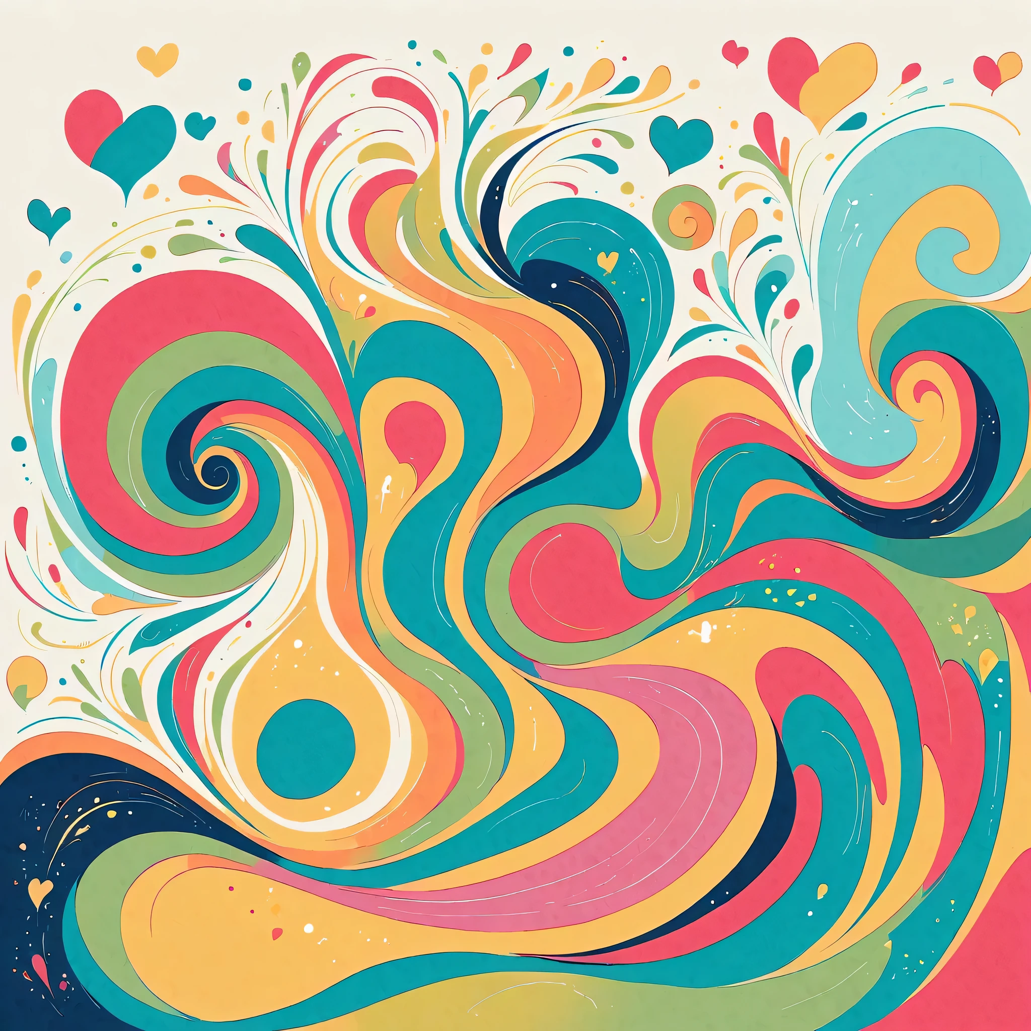 lack style, Simple Line Initialism,Abstract art,Urban Background, colorful hearts ,No people, dreams