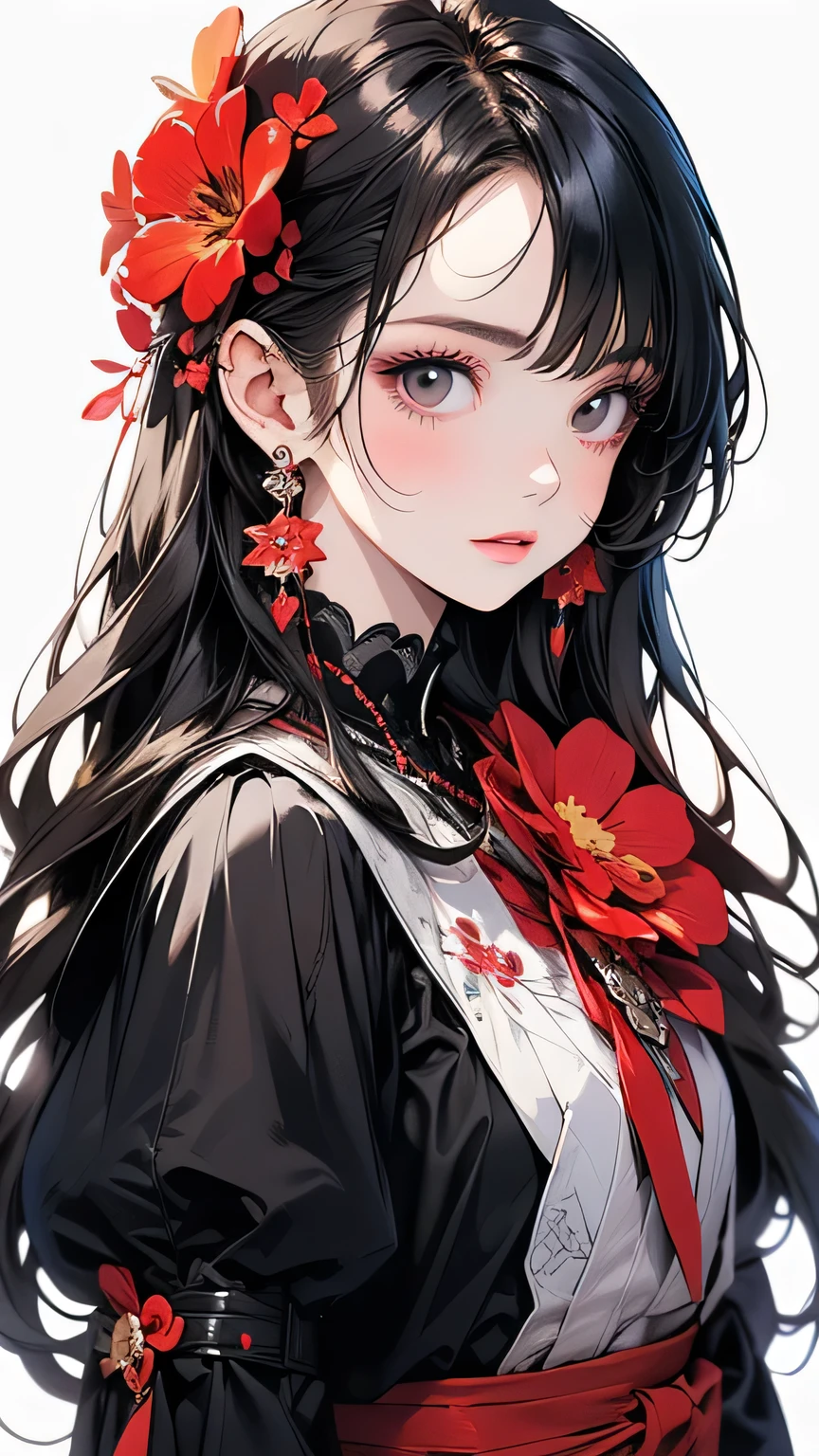 A girl with long hair and flowers, Cute girl in a nice dress, Beautiful girls, Cute and detailed digital art, Beautiful portrait, Gweiz-style artwork, Detailed digital anime art, Anime Style 4k