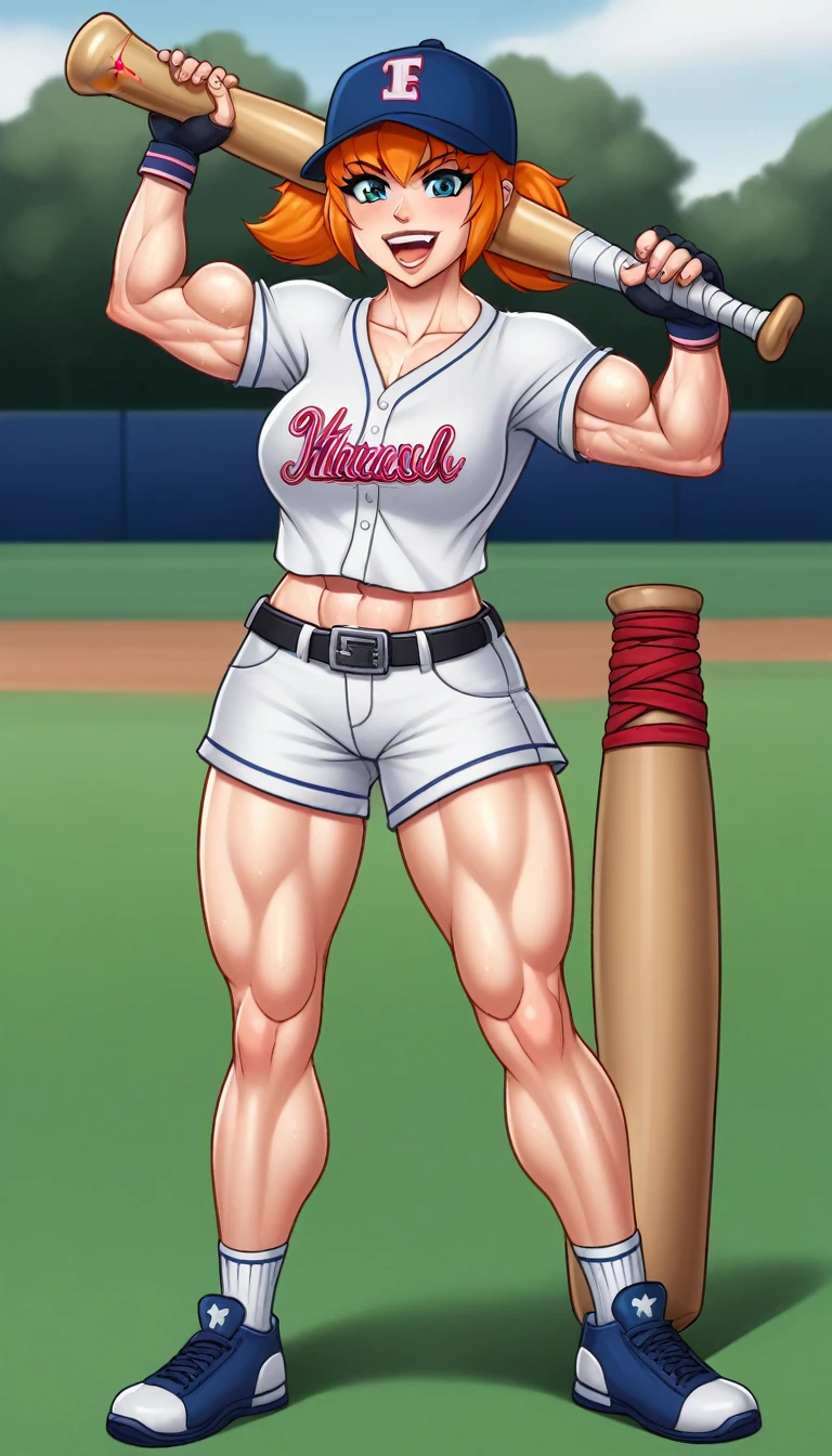 muscle  girl baseball bat