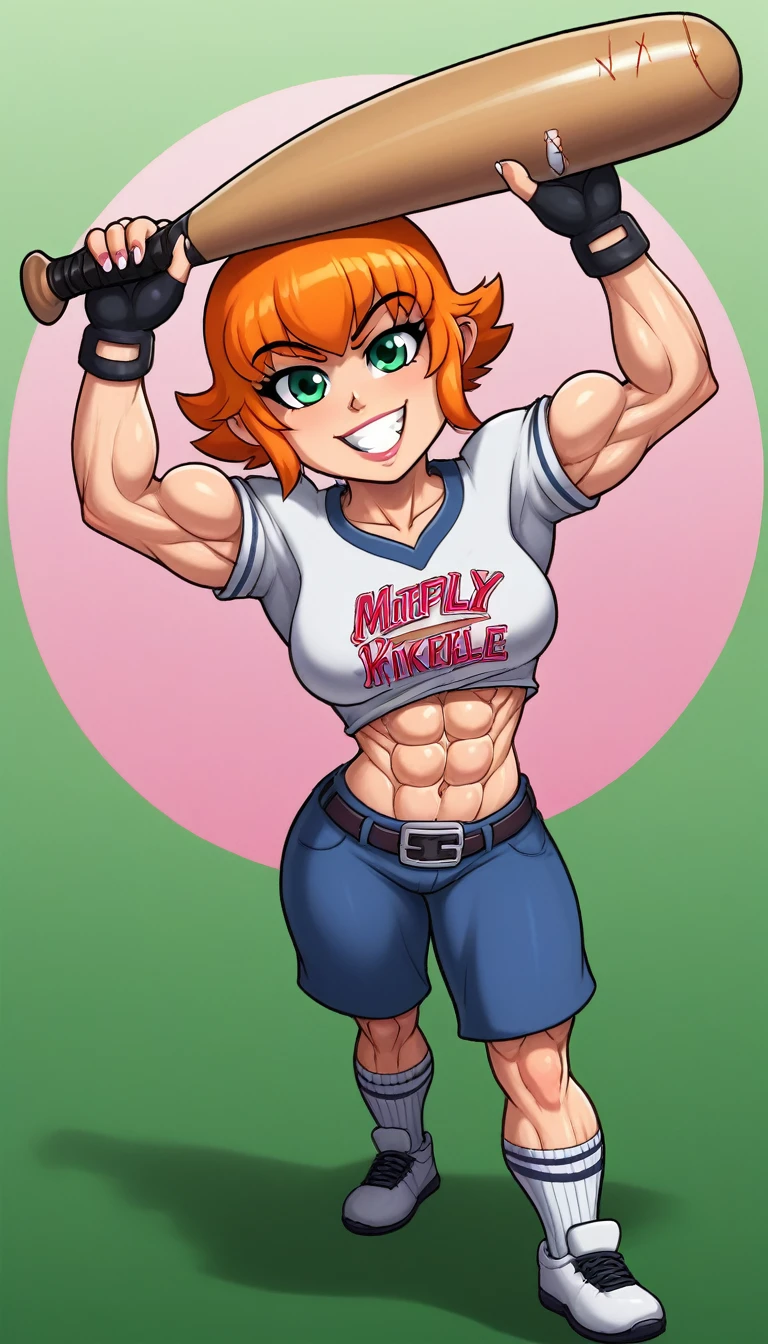 muscle kid girl baseball bat