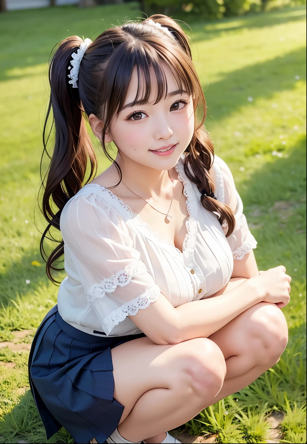 Best picture quality (8K, high resolution, Masterpiece: 1.2), super detailed, 215 Short Hair,Three braids long hair, 26-year-old woman,
soccer player、Kicking the ball、Lawn ground、A large crowd is watching、Brown Hair Active Pause ,
Beside her、The thunder danced。
Focus on the waist above
, random cute pose ,big eyes ,Puffy eyes , Heart Pupil, blush , huge shy smile , salute