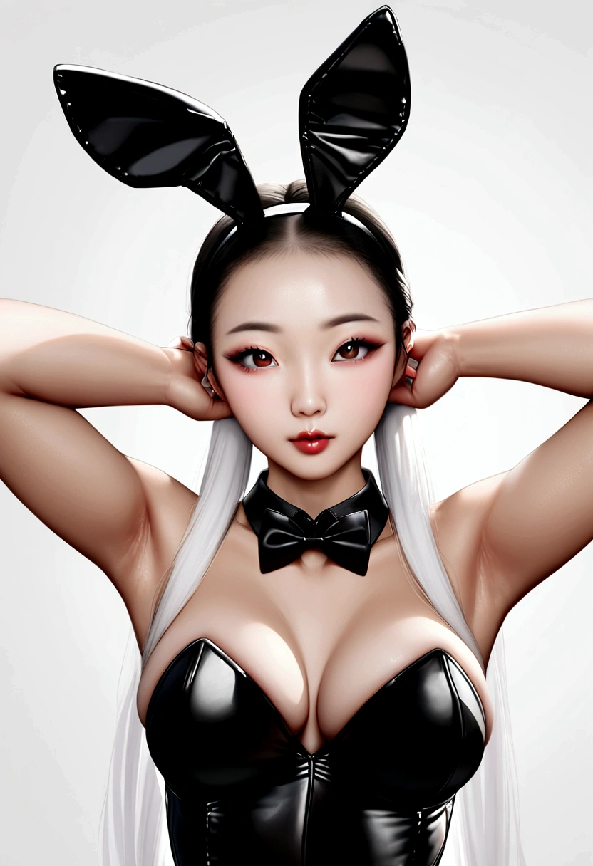 arafed asian woman in Bunny ears and a black and white dress, Bunny girl, with Bunny ears, with big Bunny ears, ultrarealistic sweet Bunny girl, Bunny ears, Gorgeous Chinese Model, with long floppy Bunny ears, Bunny ears, Playboy Bunny, with bunny Bunny ears, Playboy Style, long Bunny ears, Black Pigtails, Japanese Model