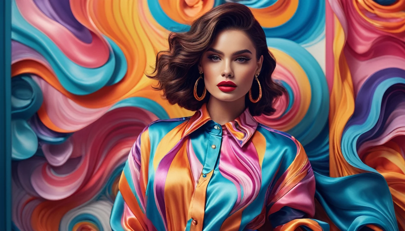 create an image demonstrating the styled of ((lo fashion)) styled, hyper realism, 8K high definition, swirly vibrant colors, sharp focus, incredibily detailed