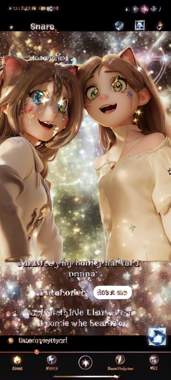 (masterpiece, best quality), ((1girl, (mature female) long hair), (star-shaped pupils, +_+, symbol-shaped pupils, sparkling eyes), (cat ears, open open mouth)), (looking at viewer, light smile, off shoulder), (abstract, multicolored background, abstract background, chromatic aberration), vampire, blood on face, blood on clothes, bat wings