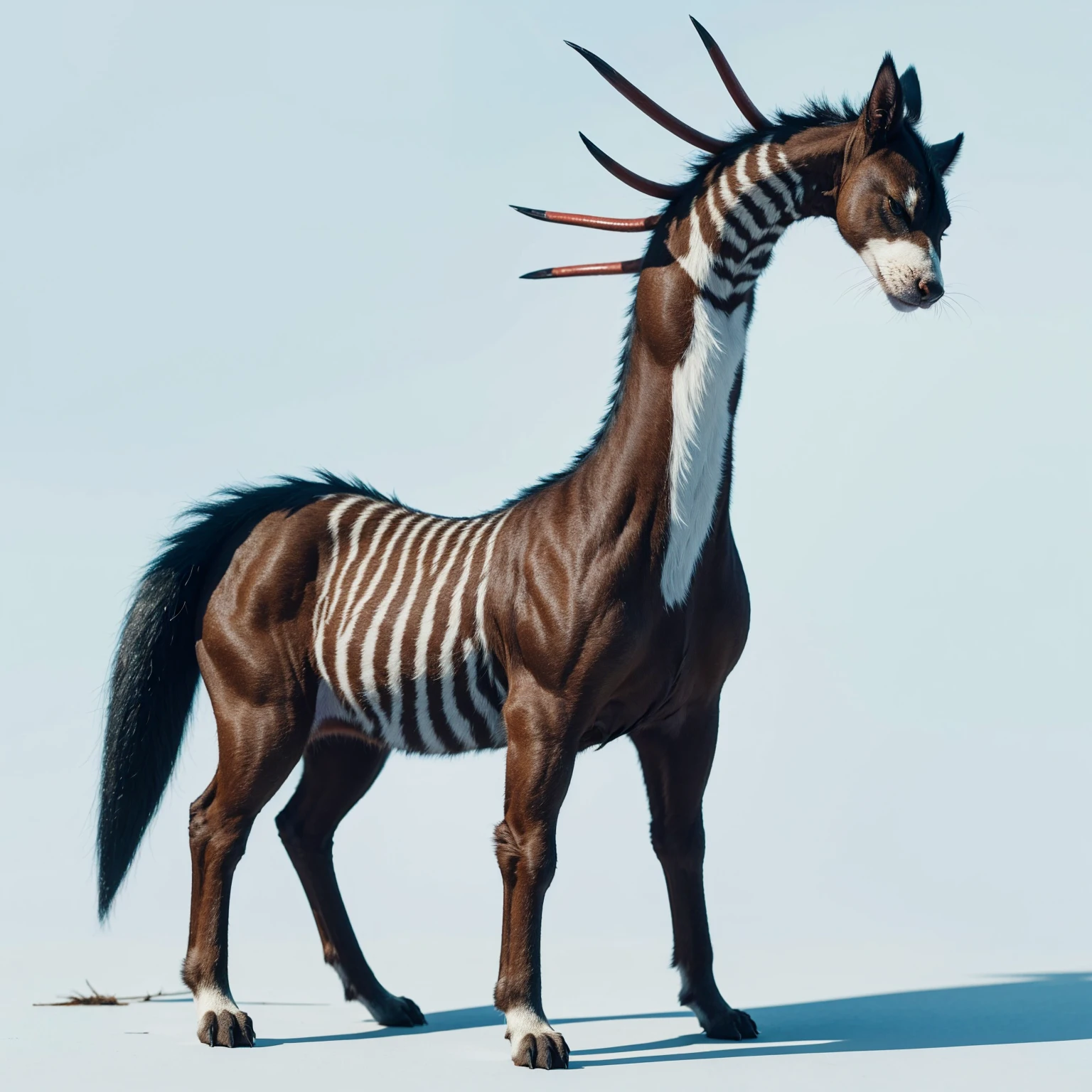 Small Animaly, generate Titans mixed with behemoth, has white stripes on his skin, white eyes, Grassroots, no background