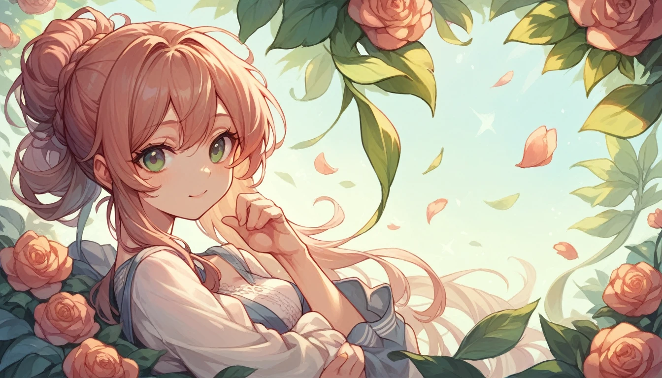 create a cute, beautiful anime girl wallpaper for desktop for a pc