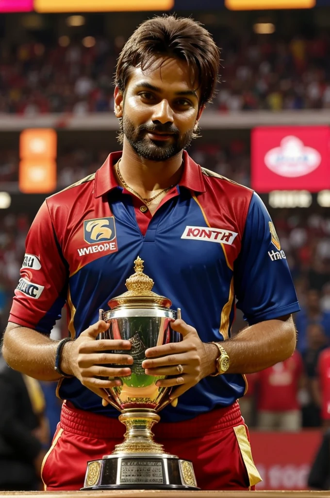 Rcb winning ipl and holding trophy